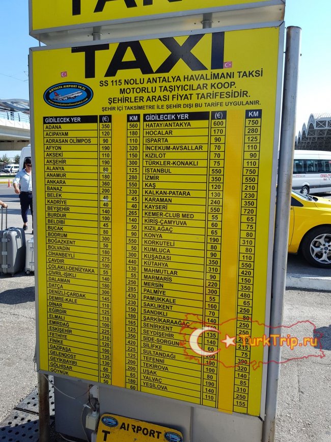 Тарифы на такси из аэропорта Анталии