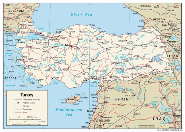 Политическая карта Турции