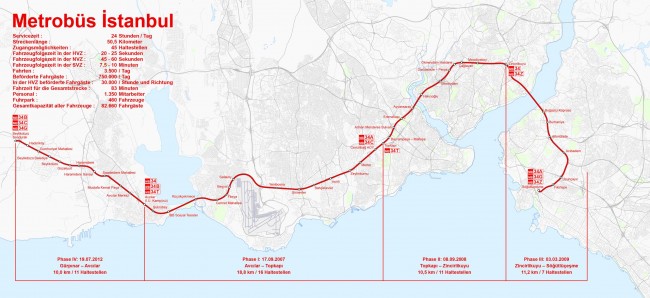 Карта метробуса с остановками и маршрутами