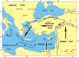 Карта литосферных плит средиземноморского региона