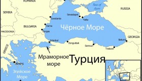 Карта с морями омывающими Турцию Карта с морями омывающими Турцию